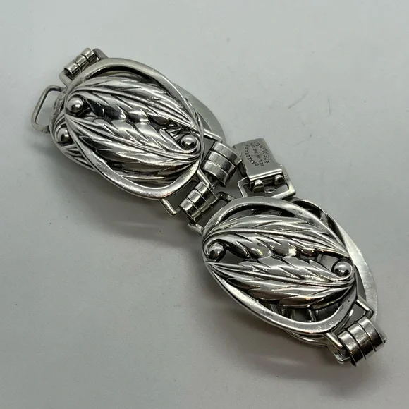 DANECRAFT 925 Silver Vintage Floral Leaf Link Chain Bracelet